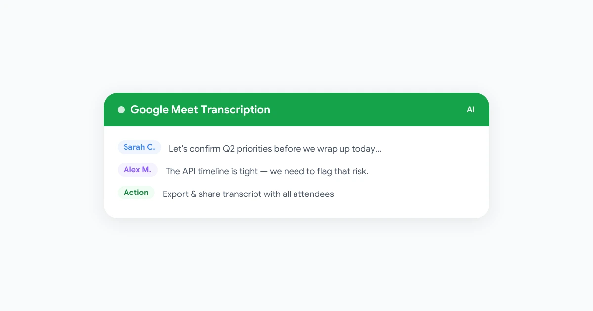 Google Meet Transcription - Auto-Generated Transcripts
