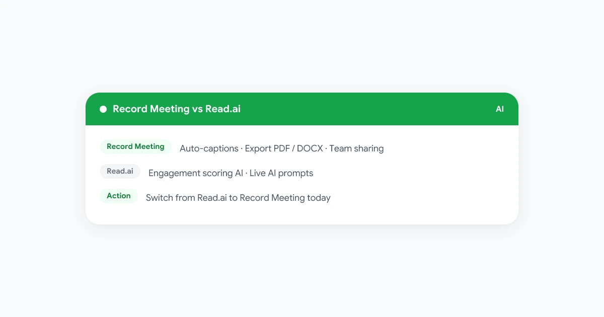 Record Meeting vs Read.ai - Feature and Price Compared